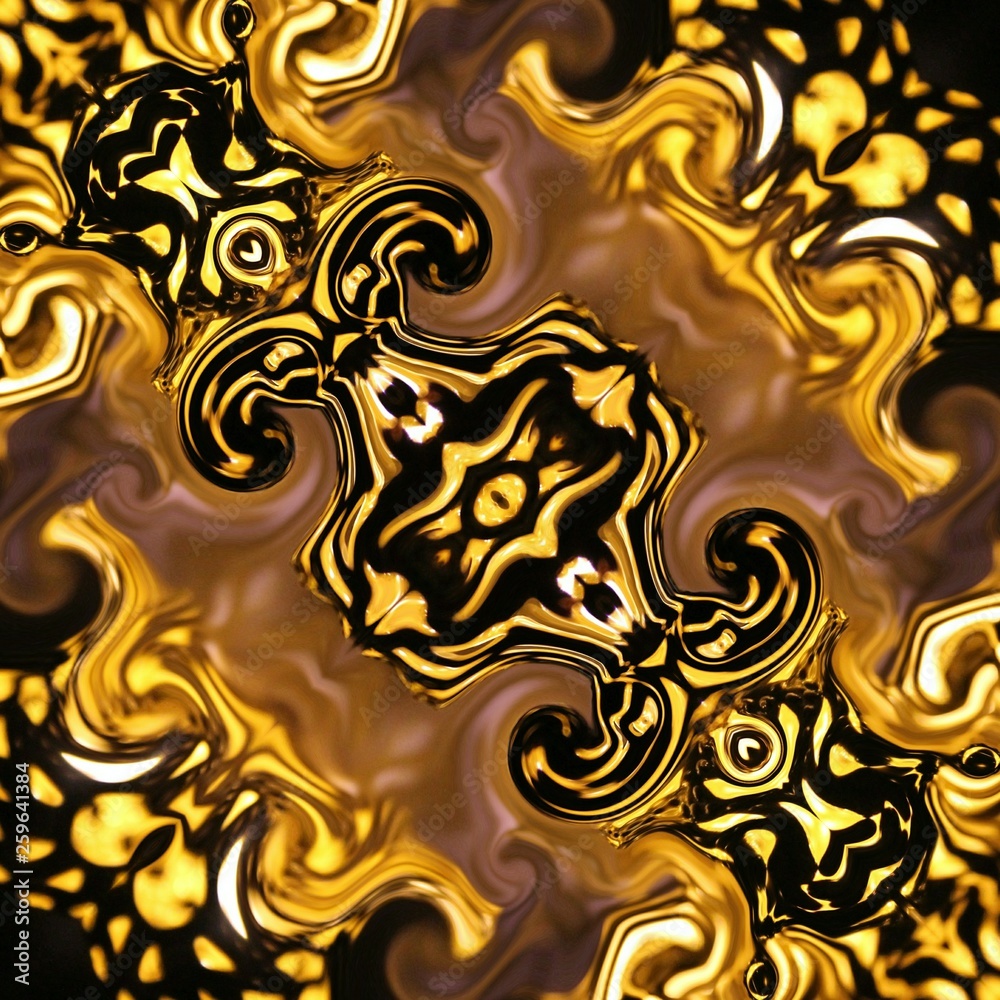 Gold art. Abstract design pattern in rich royal style. Golden color background. Liquid effect graphic artwork. Gold art. Abstract design pattern in rich royal style. Golden color background. Liquid effect graphic artwork.