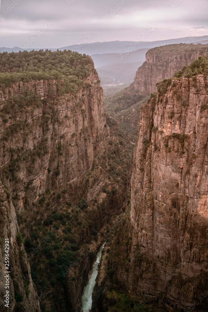 Canyon landscape from Manavgat, Antalya,Turkey. Tazi Canyon, Bilgelik Vadisi. Great valley and cliff.