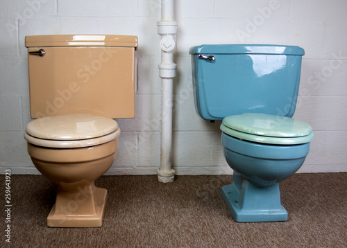 Old colorful toilets