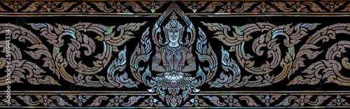 Thai pattern, The Buried pearl of thai art on wood. This is traditional and generic style in Thai temple