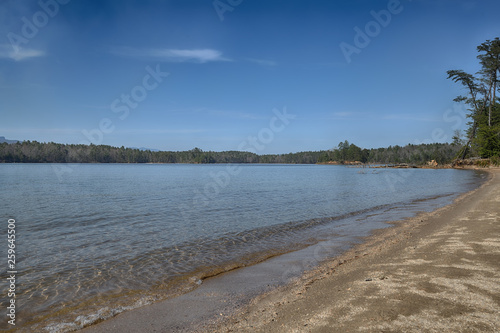 "Solitude" a remote beach with clear water and blue sky unretouched ZDS Lake James Collection
