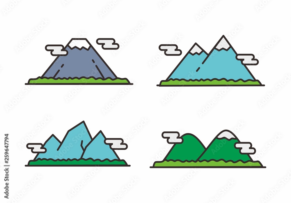 Set of mountain icon. Mountain vector illustration 