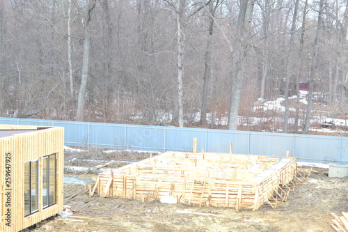 Preparating the foundation for building a house. photo