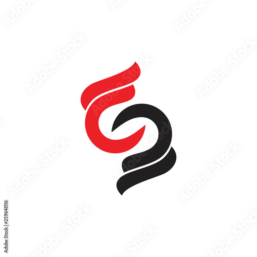 letters cs abstract curves linked logo vector