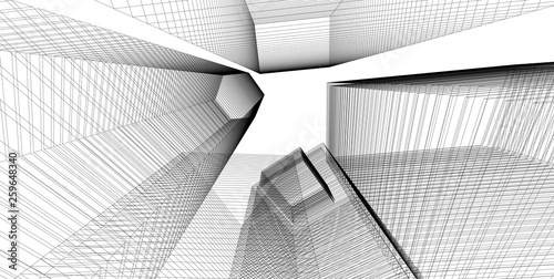 architecture abstract, 3d illustration