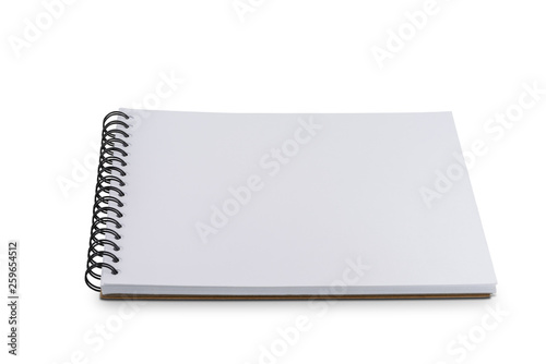 Blank Page notebook or sketchbook isolated on white background
