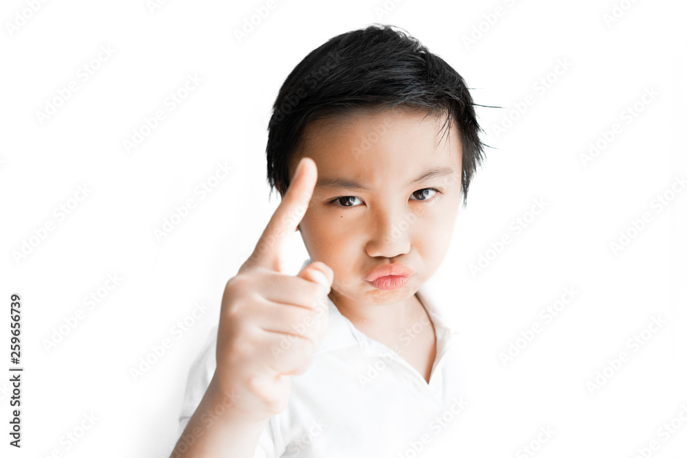 Little boy funny face on white background. Little boy funny face on white background.