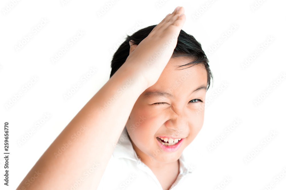 Little boy funny face on white background. Little boy funny face on white background.