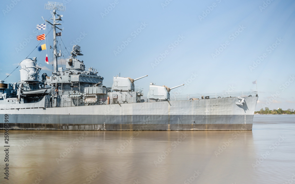 Fototapeta premium USS KIDD is standing in MIssissippi River
