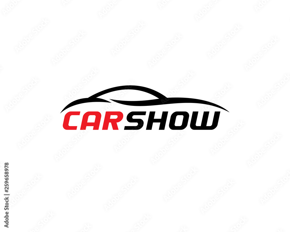 simple black sports car silhouette with carshow text bellow simple black sports car silhouette with carshow text bellow
