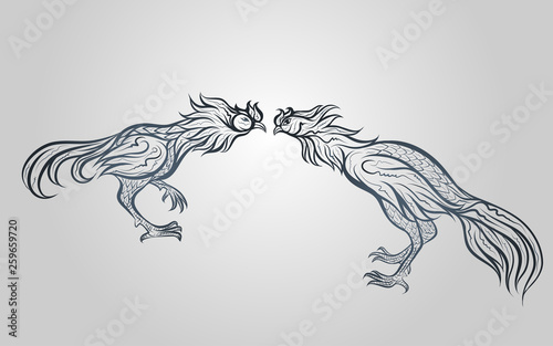 Fighting Rooster vector logo icon illustration