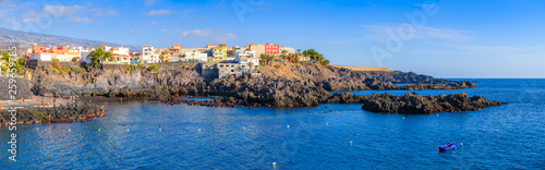 Fototapeta Naklejka Na Ścianę i Meble -  Stunning panorama of the rocky coast. Alcala Village.  Tenerife. Canary Islands..Spain