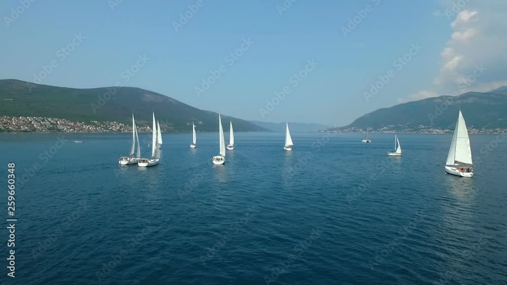 Aerial view of a sailing yacht regatta in the Adriatic sea Aerial view of a sailing yacht regatta in the Adriatic sea