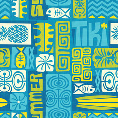 Deken met foto Tiki patronen Etnisch Tiki patroon Polynesische sfeer  © TeddyandMia