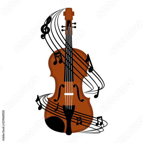 Isolated violin with a musical pentagram around. Vector illustration design