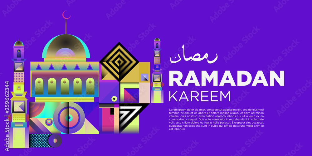 Vector colorful ramadan islamic greeting card and banner