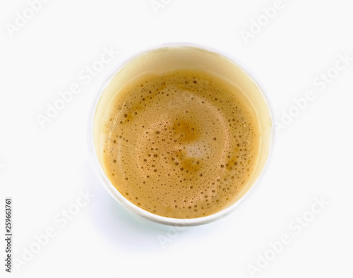 coffee in paper mug on white background
