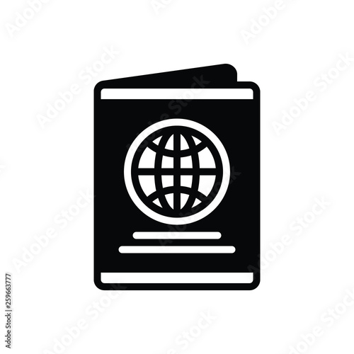 Black solid icon for passport