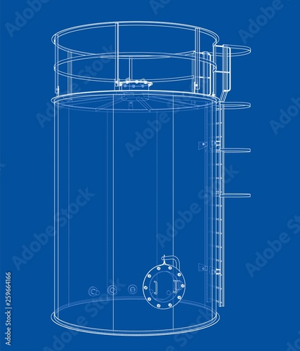 Oil tank outline. Vector rendering of 3d