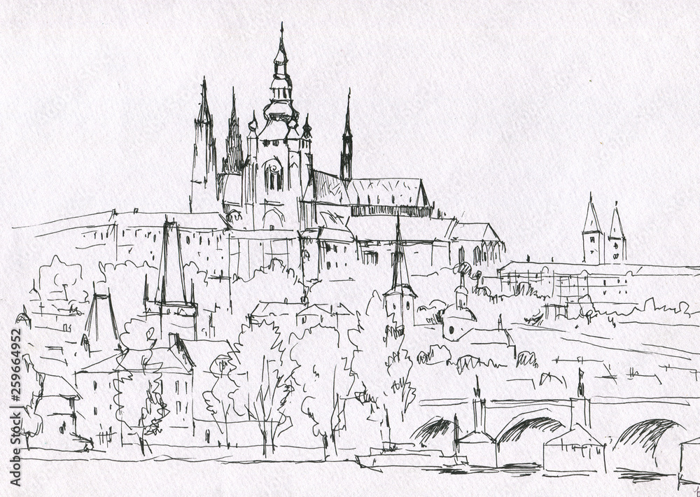 Prague city sketch