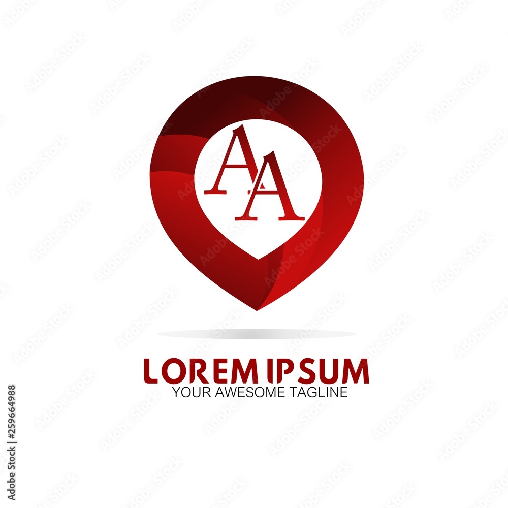 letter AA red pin logo Design vector template letter AA red pin logo Design vector template