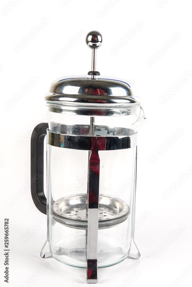 Empty steel coffee maker isolated on white. Empty steel coffee maker isolated on white.