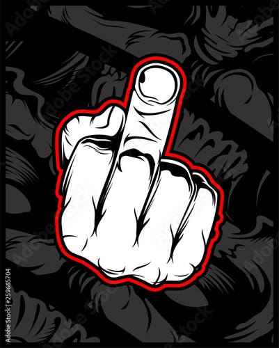 Hand, middle finger. Fuck you, symbol. Vintage sketch