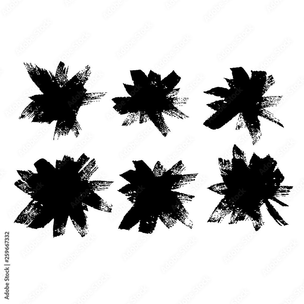 Abstract hand drawn ink dry brushes set. Vector illustration.