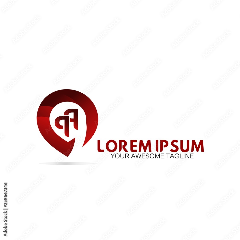 letter QQ initial red pin location logo Design vector template letter QQ initial red pin location logo Design vector template