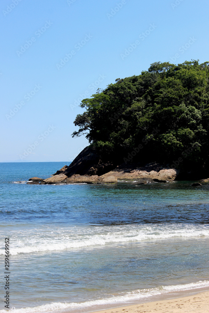 Landscape of the beach of Camburi das Pedras in Ubatuba, São Paulo - Brazil.