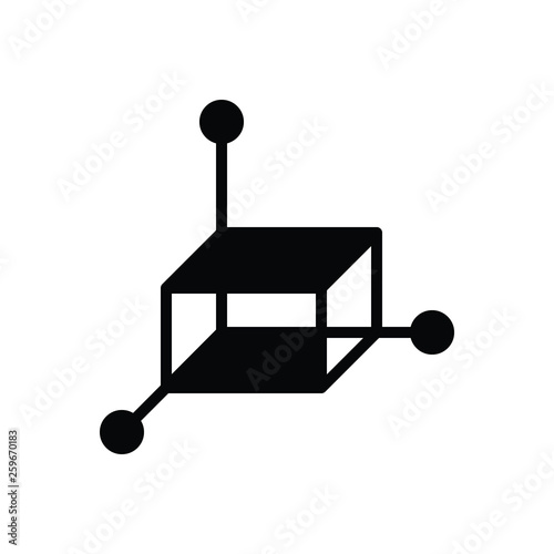 Black solid icon for 3d polygonal
