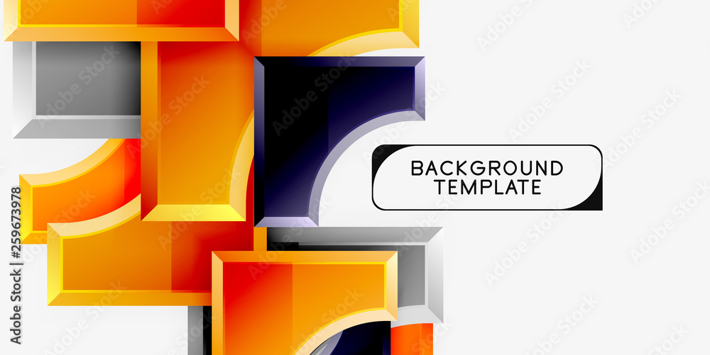 3d futuristic shapes vector abstract background made of glossy pieces with light effects