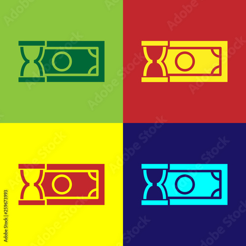 Color Fast payments icon isolated on color backgrounds. Fast money transfer payment. Financial services, fast loan, time is money, cash back concept. Vector Illustration