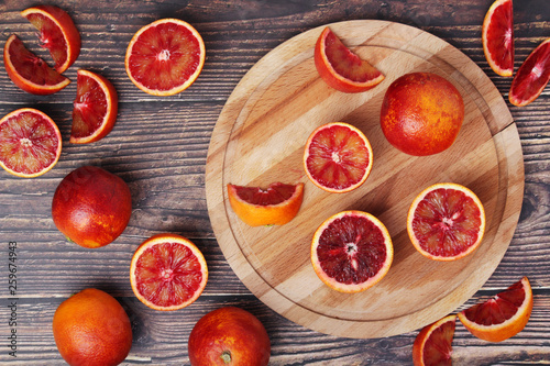 Red oranges with copy space background