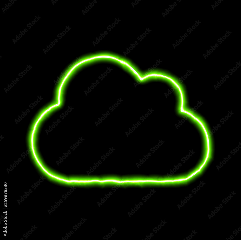 green neon symbol cloud green neon symbol cloud