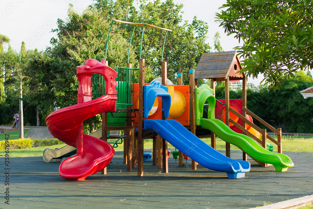 Colorful playground in the park,soft focus.