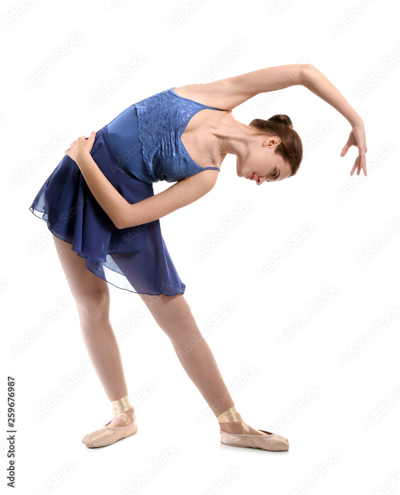 Beautiful young ballerina on white background Beautiful young ballerina on white background
