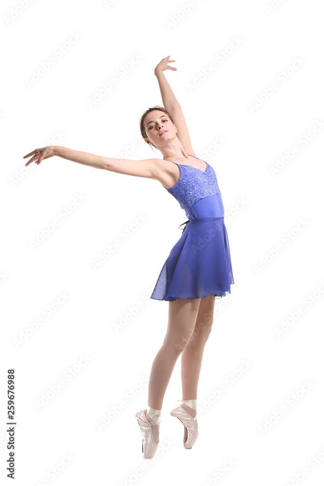 Beautiful young ballerina on white background Beautiful young ballerina on white background