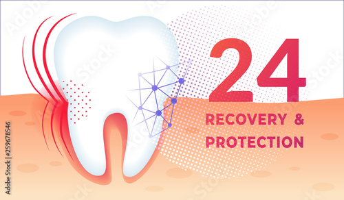 Teeth Care Poster with Huge Healthy Tooth in Gum.