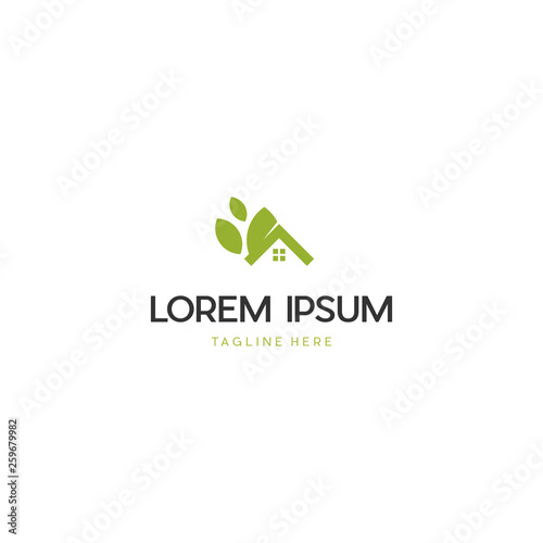 Home nature Logo designs Template. house combined with leaf. Logo natural leaves building home, nature leaf, real estate logo, icon leaf home window green, eco building, modern logo leaves.