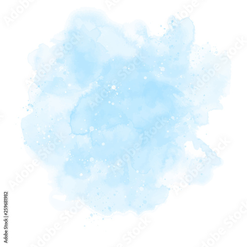 Blue watercolor background. Abstract vector paint splash, isolated on white backdrop. Aquarelle texture.