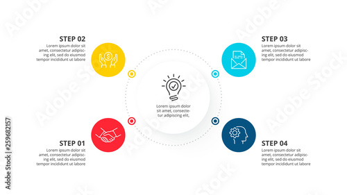 Vector infographic template with circles. Business concept with 4 options.
