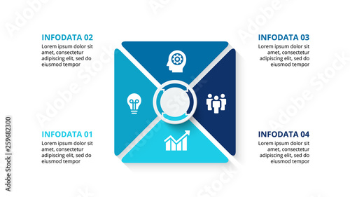 Vector square infographic with 4 options. Presentation slide.