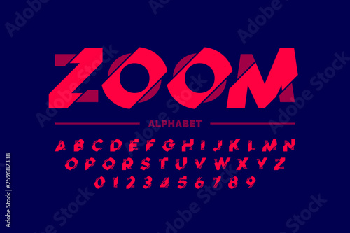 Slika na platnu Modern font design, zoom style alphabet letters and numbers