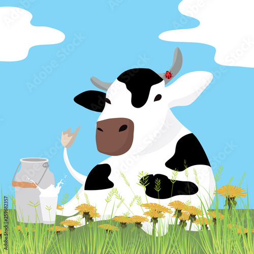 sticker with cow vector