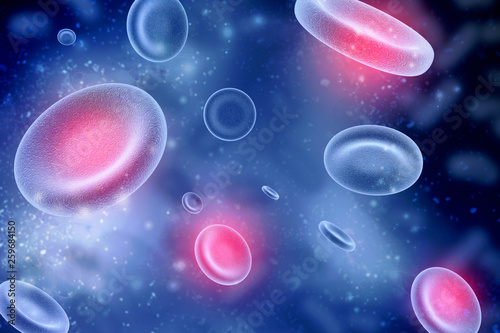 3d rendering red streaming blood cells background. photo