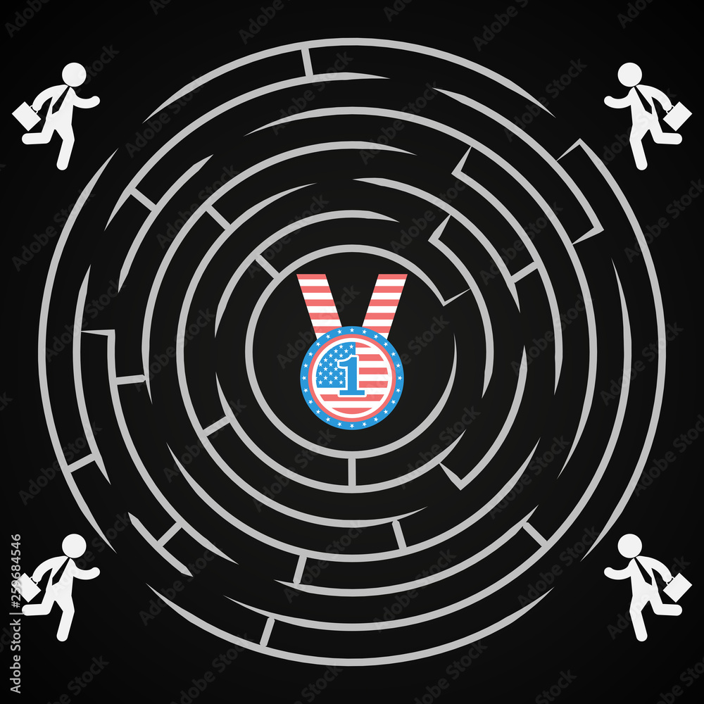 USA presidential election circle labyrinth - Competition to win the elections for the USA White House