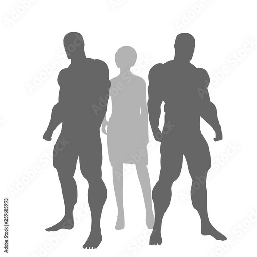 Bodyguard and Beautiful Woman Template. Guardian and Star Characters. Security Agency Emblem. Agent at work illustration.