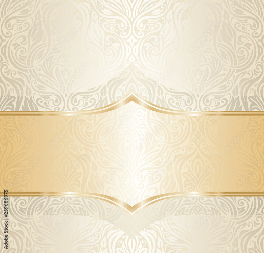 Gold Floral wedding invitation wallpaper trend design