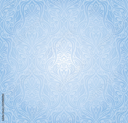 Gentle Blue floral vector seamless wallpaper mandala design